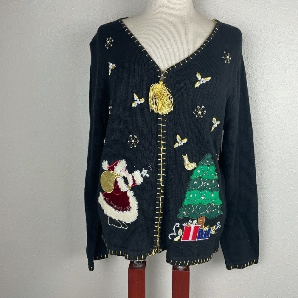 Sarah Bentley Full Zip Christmas Cardigan Sweater